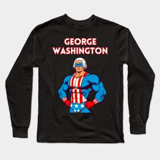 Founding Bro: George Washington 80s Wrestler Long Sleeve T-Shirt